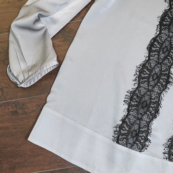 J. Crew Gray Blouse with Black Lace, sz Medium - Picture 11 of 16